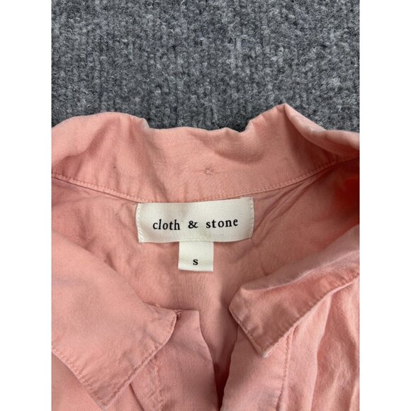 Cloth & Stone Shirt Womens Small Pink Tencel Button Front Tie Hem Top Blouse - Picture 2 of 7